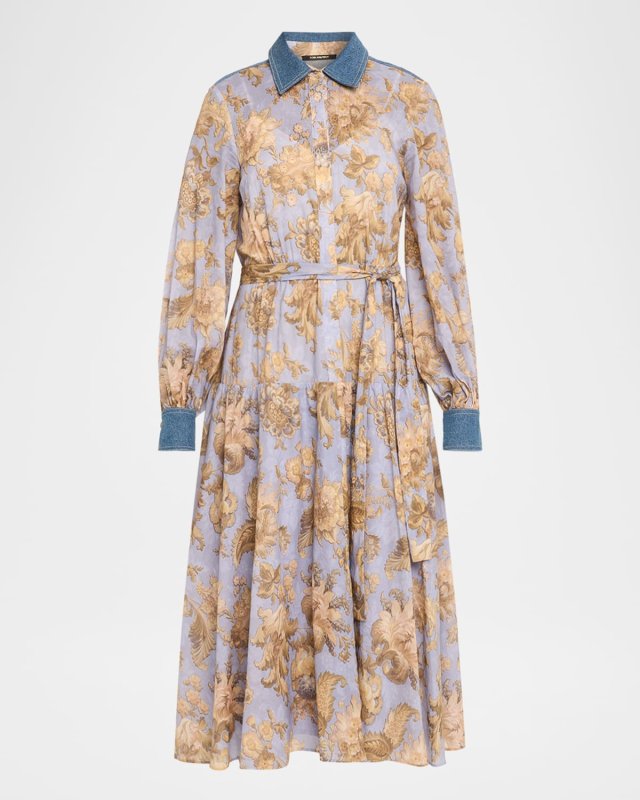 Evans Floral-Print Cotton Midi Shirtdress